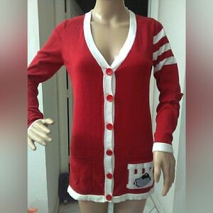 Y2K FOREVER 21 + HELLO KITTY CARDIGAN  Sz. S/P Fab. Cond. Varsity Style🐈😺